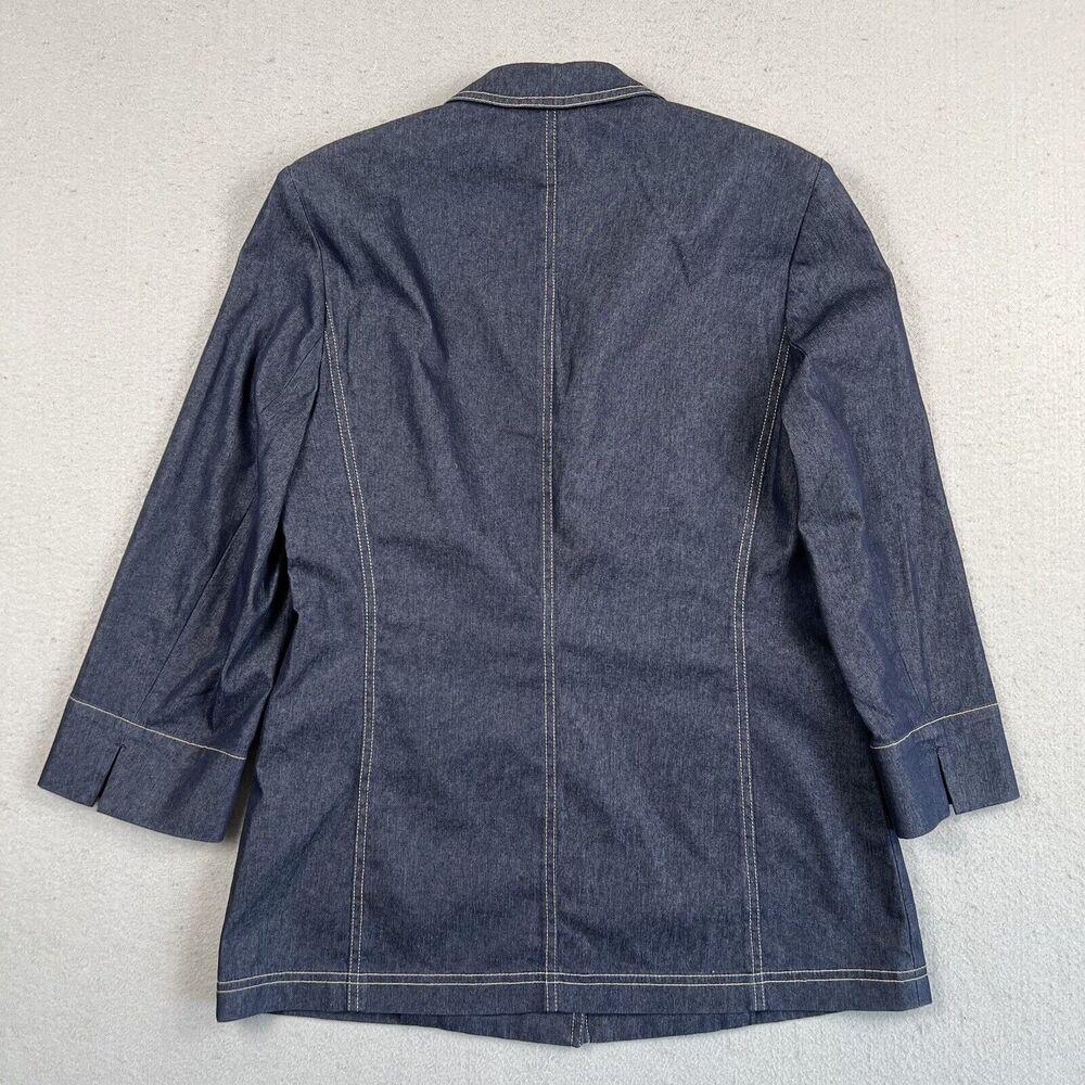 Basler Jeans Jacket Women’s 36 Blue Denim Button Front Long Sleeve Collared Coat - Picture 16 of 16
